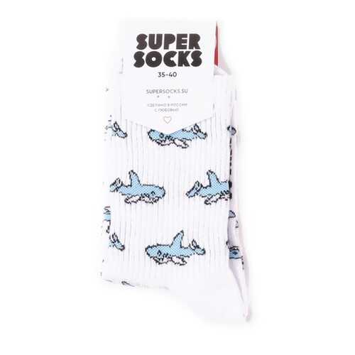 Носки унисекс Super Socks Sharks белые 36-40 в Эстель Адони